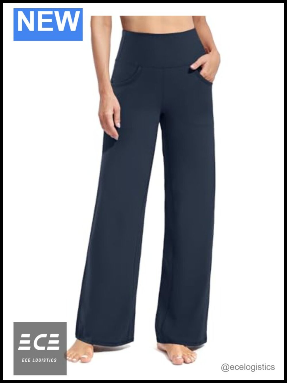 Wide Leg Yoga Pants High Waist Petite Pull On Stretch Pockets